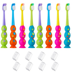 Trueocity Kids Toothbrush 8-pack with soft contoured bristles and multi-color handles