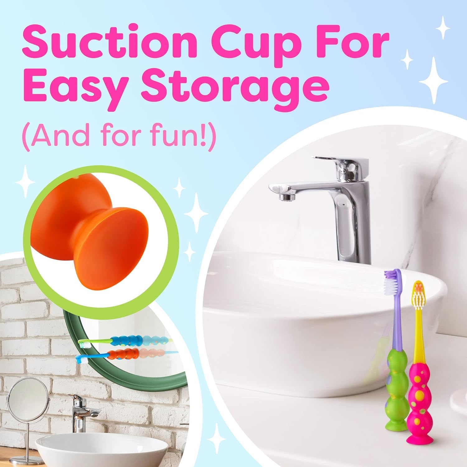 Suction cup base for easy storage