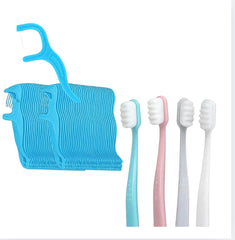 Trueocity Oral Care Bundle with dental floss picks and extra soft toothbrushes for adults, travel size, plaque and gum health.
