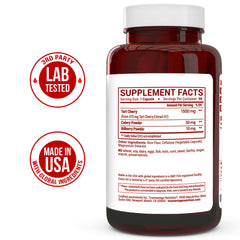 Graphic showing celery seed extract, bilberry, and Montmorency tart cherry ingredients