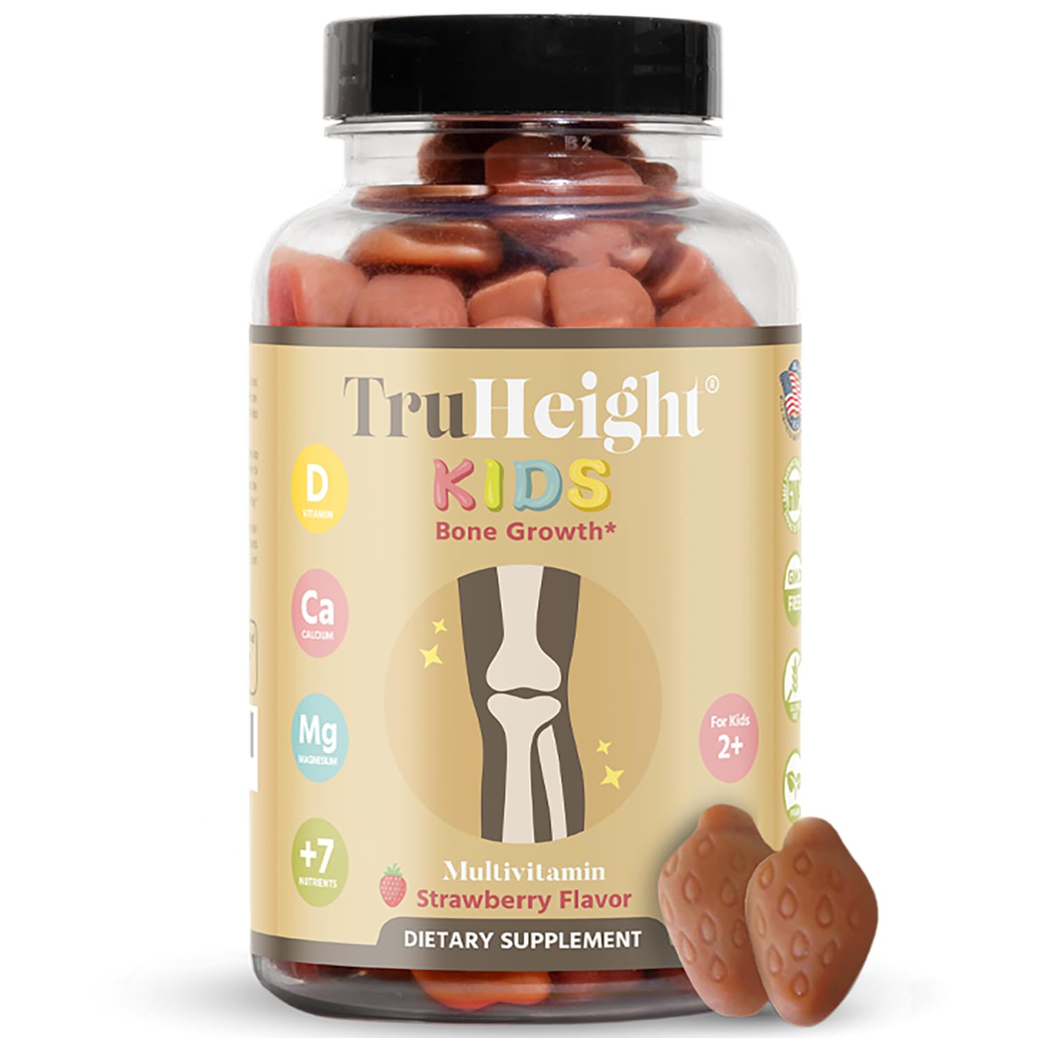 TruHeight Kids Bone Growth Gummies strawberry packaging – front view