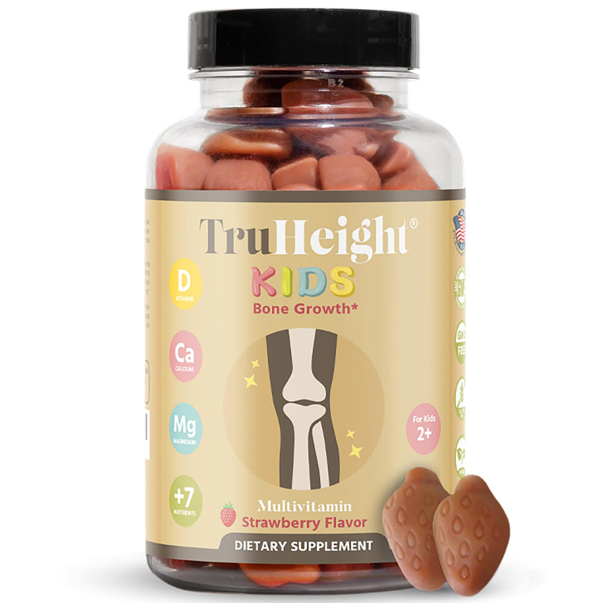 TruHeight Kids Bone Growth Gummies strawberry packaging – front view