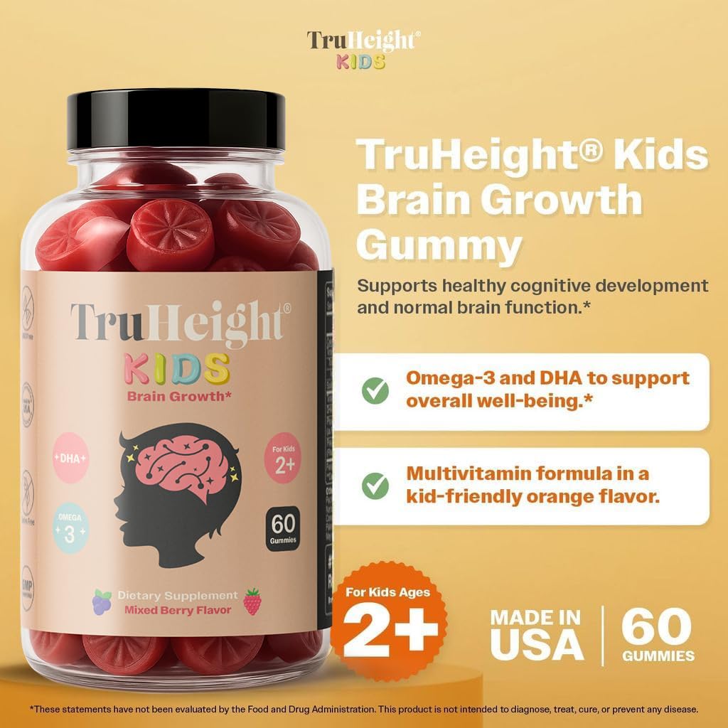 Close-up of TruHeight Brain Growth Gummies, Mixed Berry