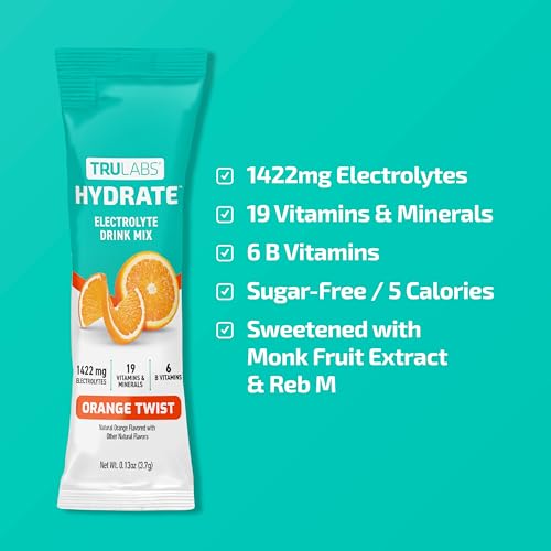 TRULABS Hydrate Orange Twist stick packs ideal for travel and quick electrolyte boost