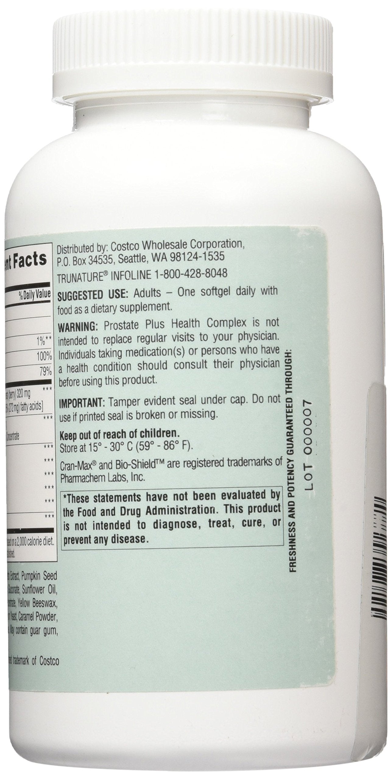 Front view of Trunature Prostate Health Complex packaging