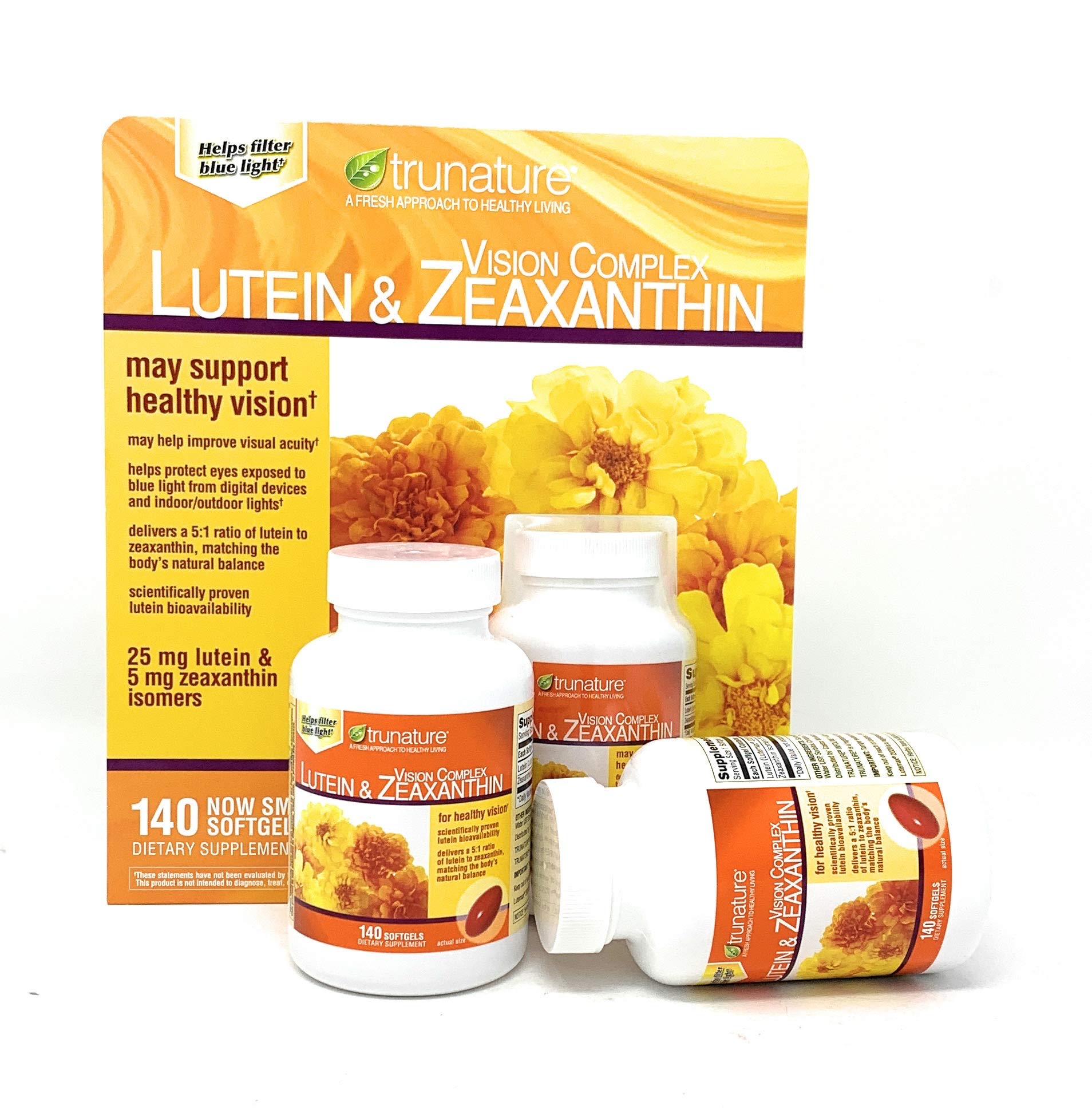 Close up of Lutein and Zeaxanthin softgels