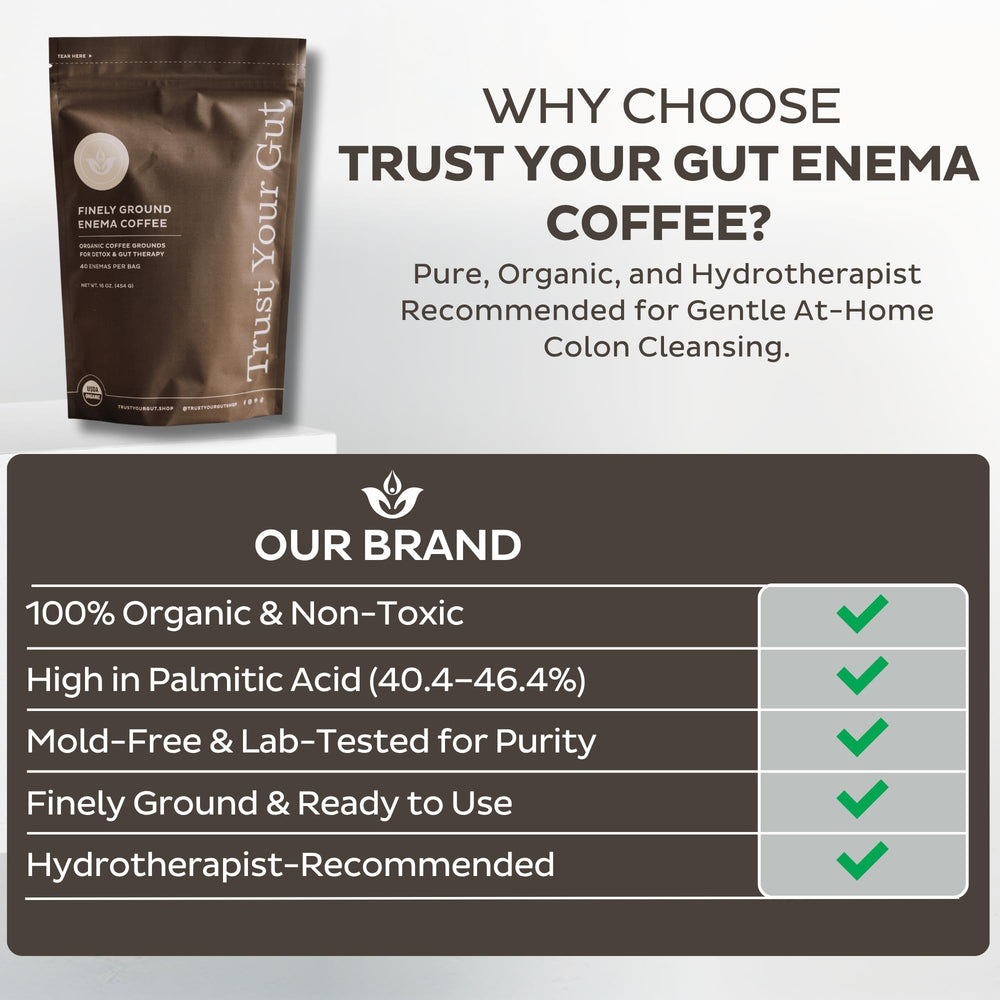 Trust Your Gut coffee brew displayed ready-to-use liquid for a gentle colon cleanse routine