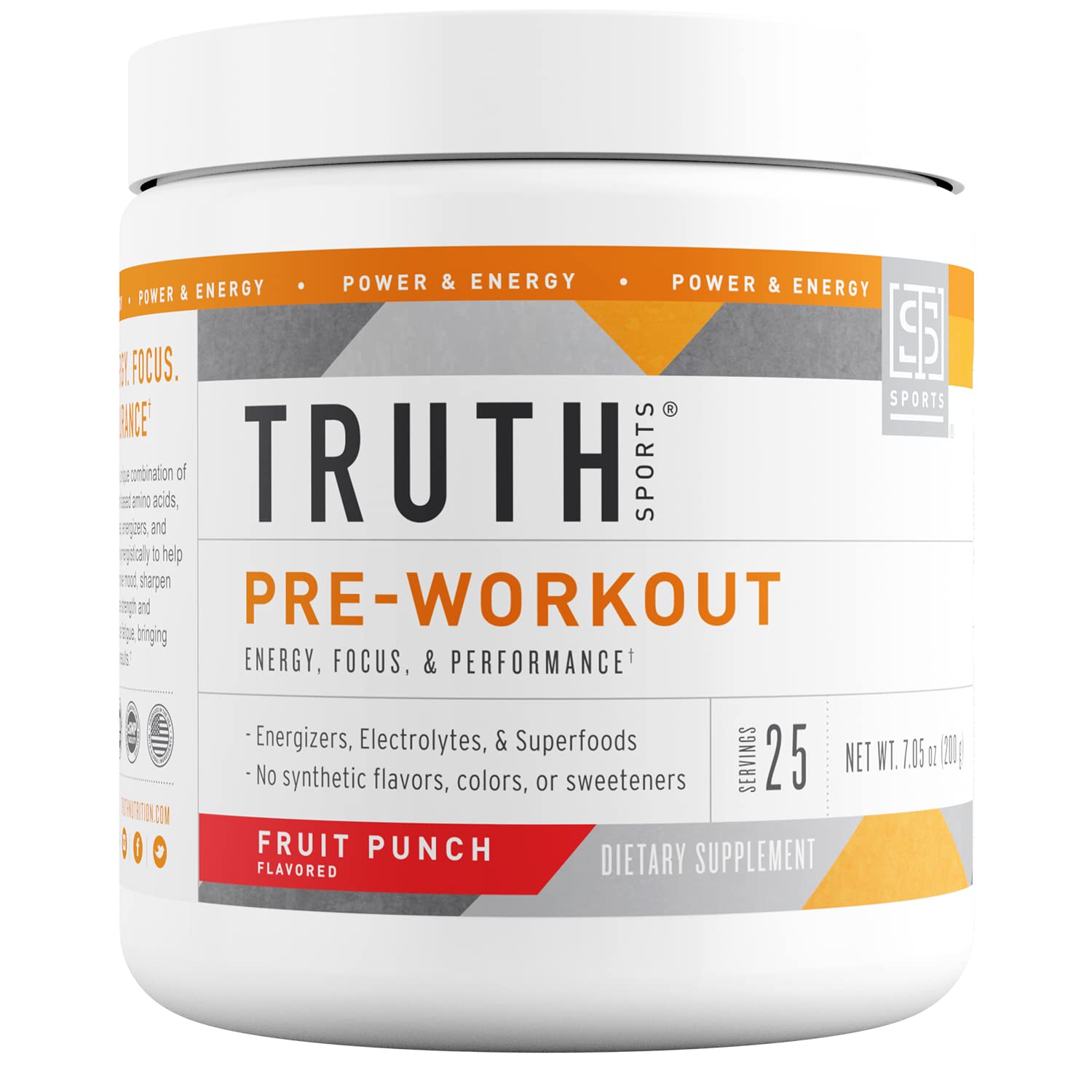 Truth Nutrition Pre Workout Powder Fruit Punch bottle front
