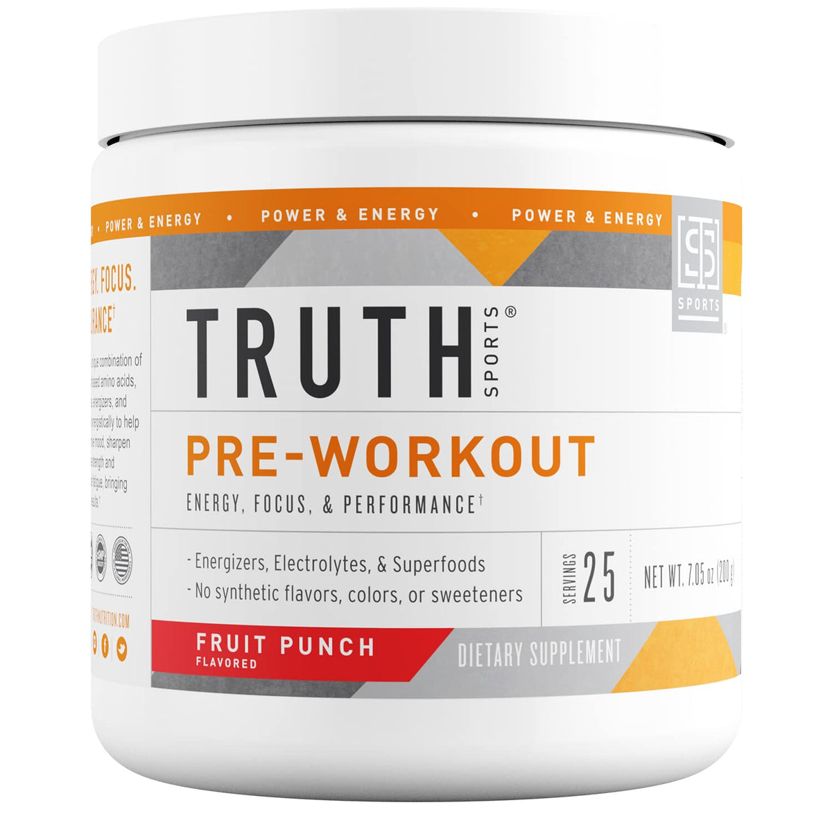 Truth Nutrition Pre Workout Powder Fruit Punch bottle front
