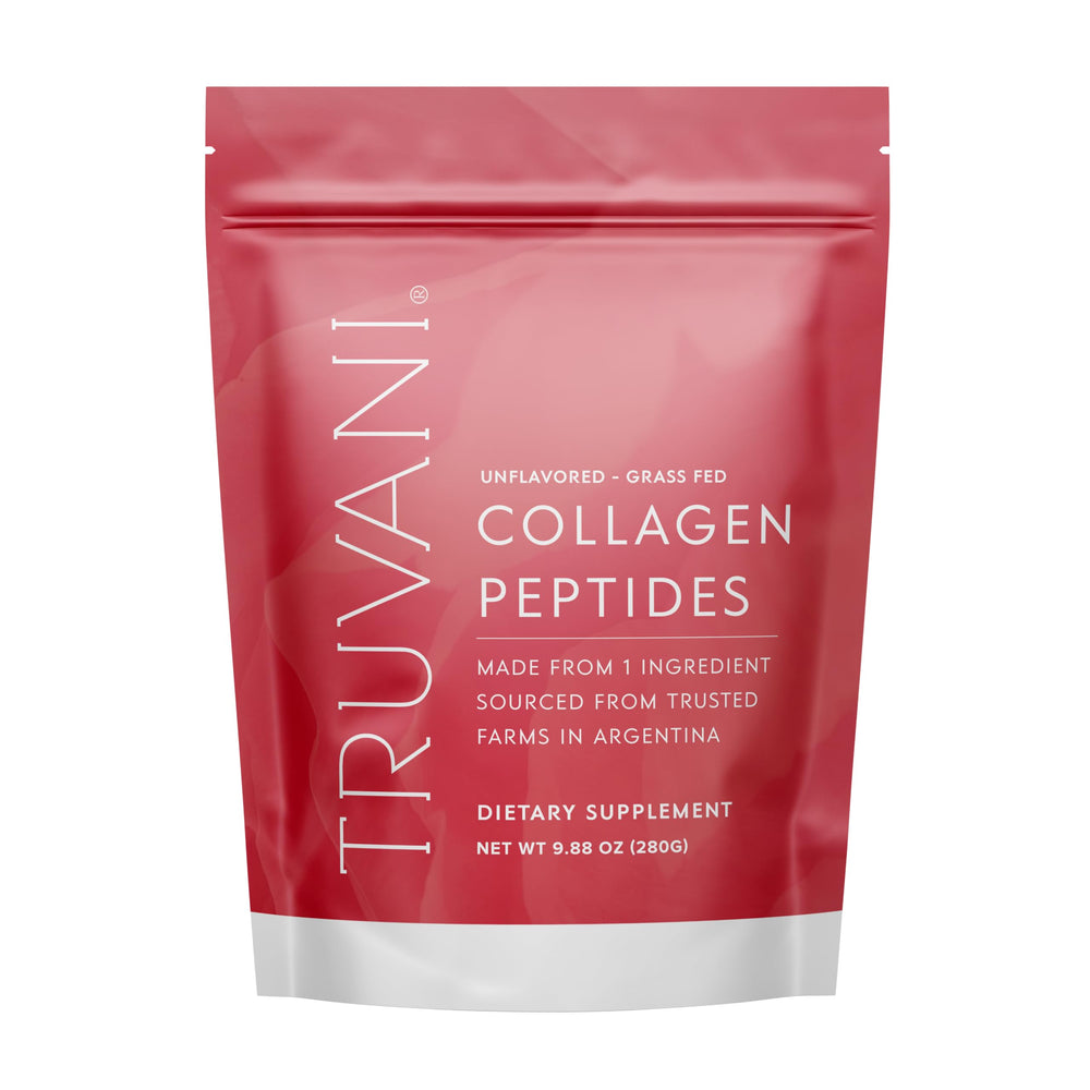 Truvani Hydrolyzed Collagen Peptides unflavored container with 14 servings