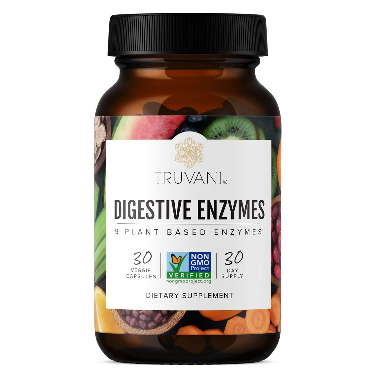 Truvani Digestive Enzymes bottle label
