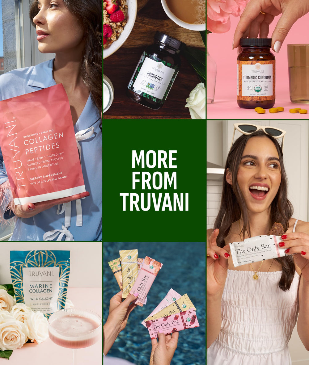 Truvani Organic greens ingredients close-up highlighting non-GMO nutrient-dense profile