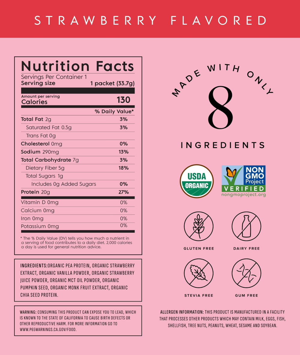 Truvani organic label highlights simple ingredients from peas, pumpkin seeds, and chia