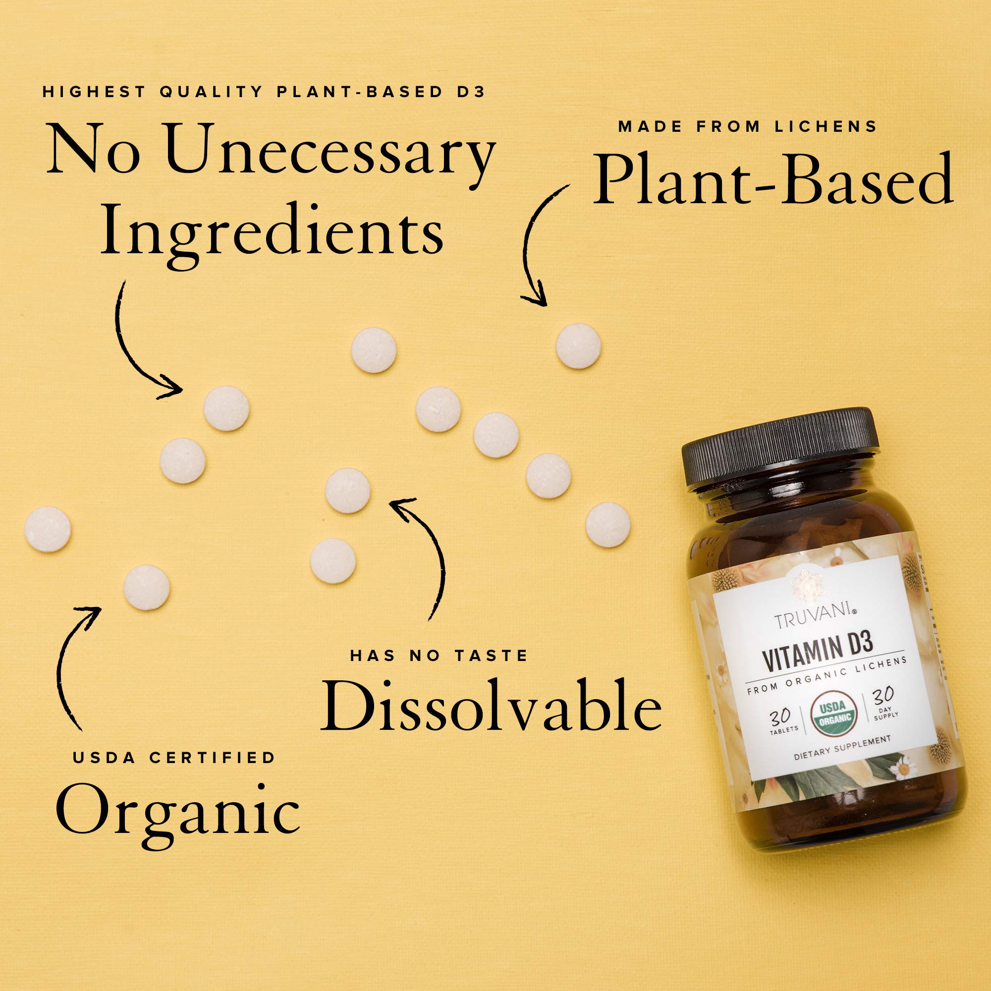 Vitamin D3 derived from organic lichen – plant-based vegan formula