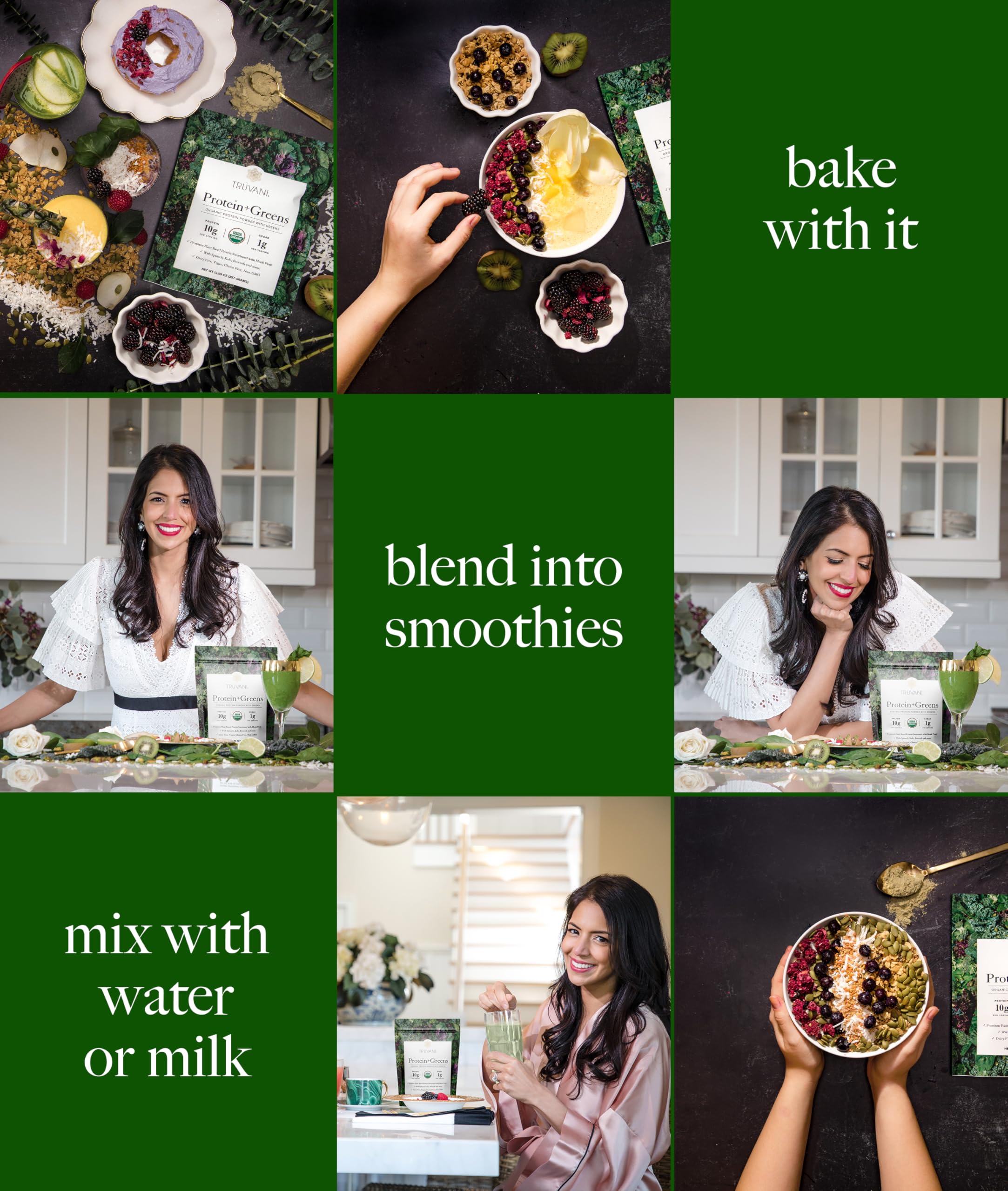 Truvani Protein + Greens being poured into a glass for a nutrient-dense breakfast