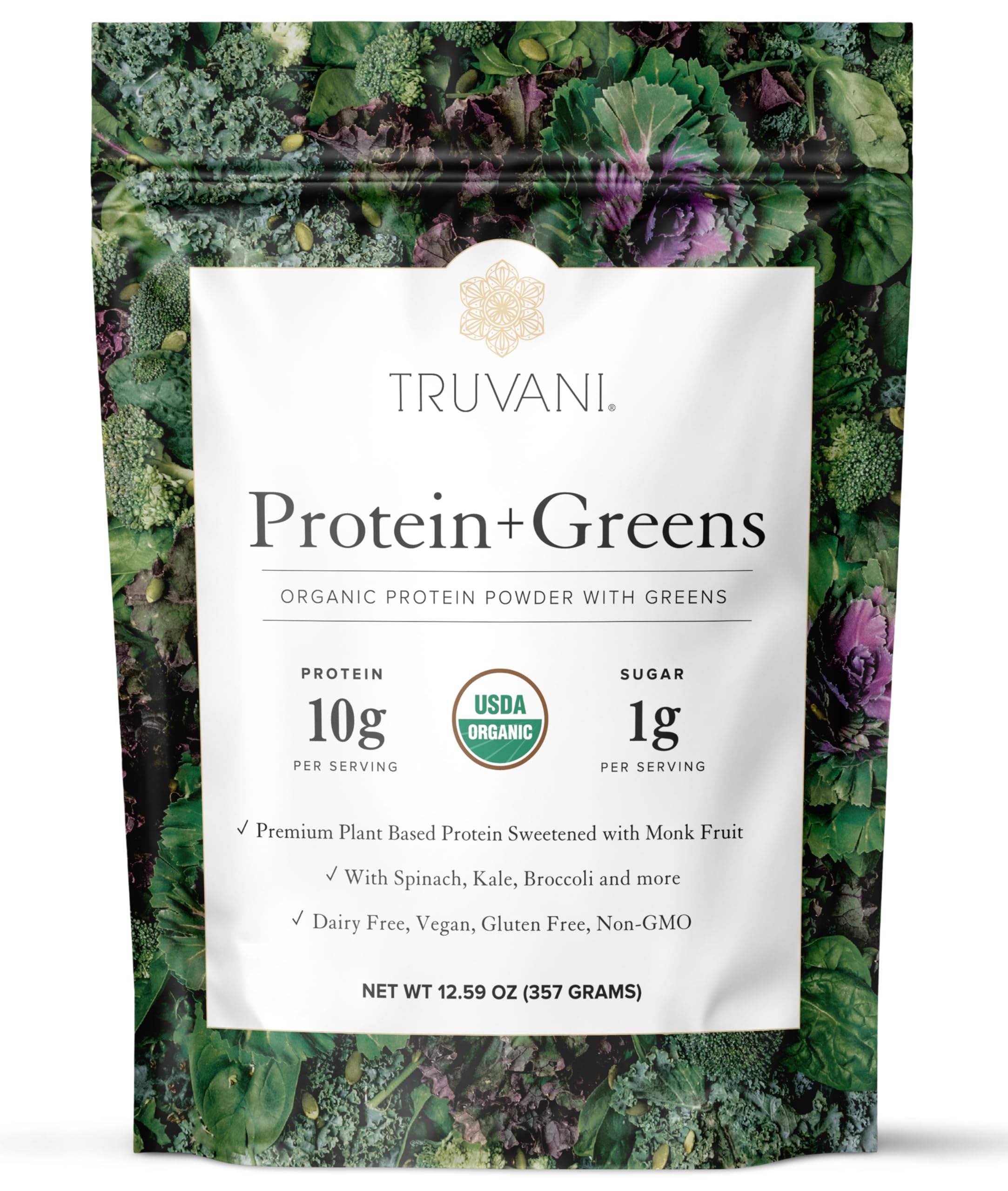 Truvani Protein + Greens scoop beside a shaker for post-workout recovery