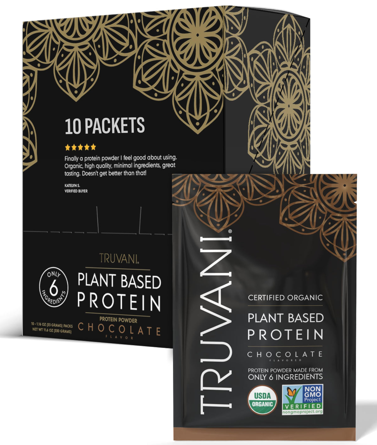 Truvani vegan pea protein chocolate powder tub showcasing premium plant protein for vegan recovery.