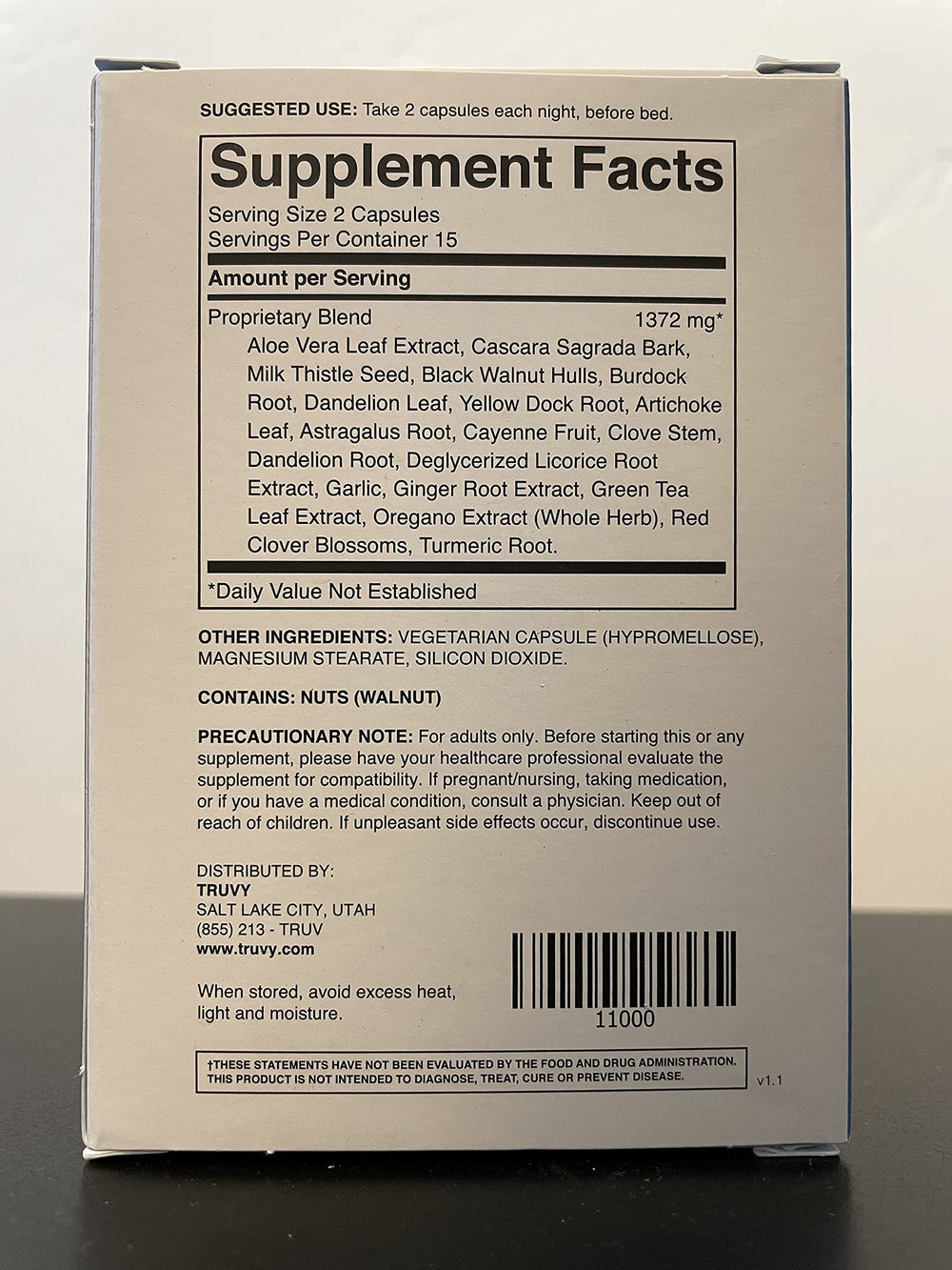 Product packaging and label close-up