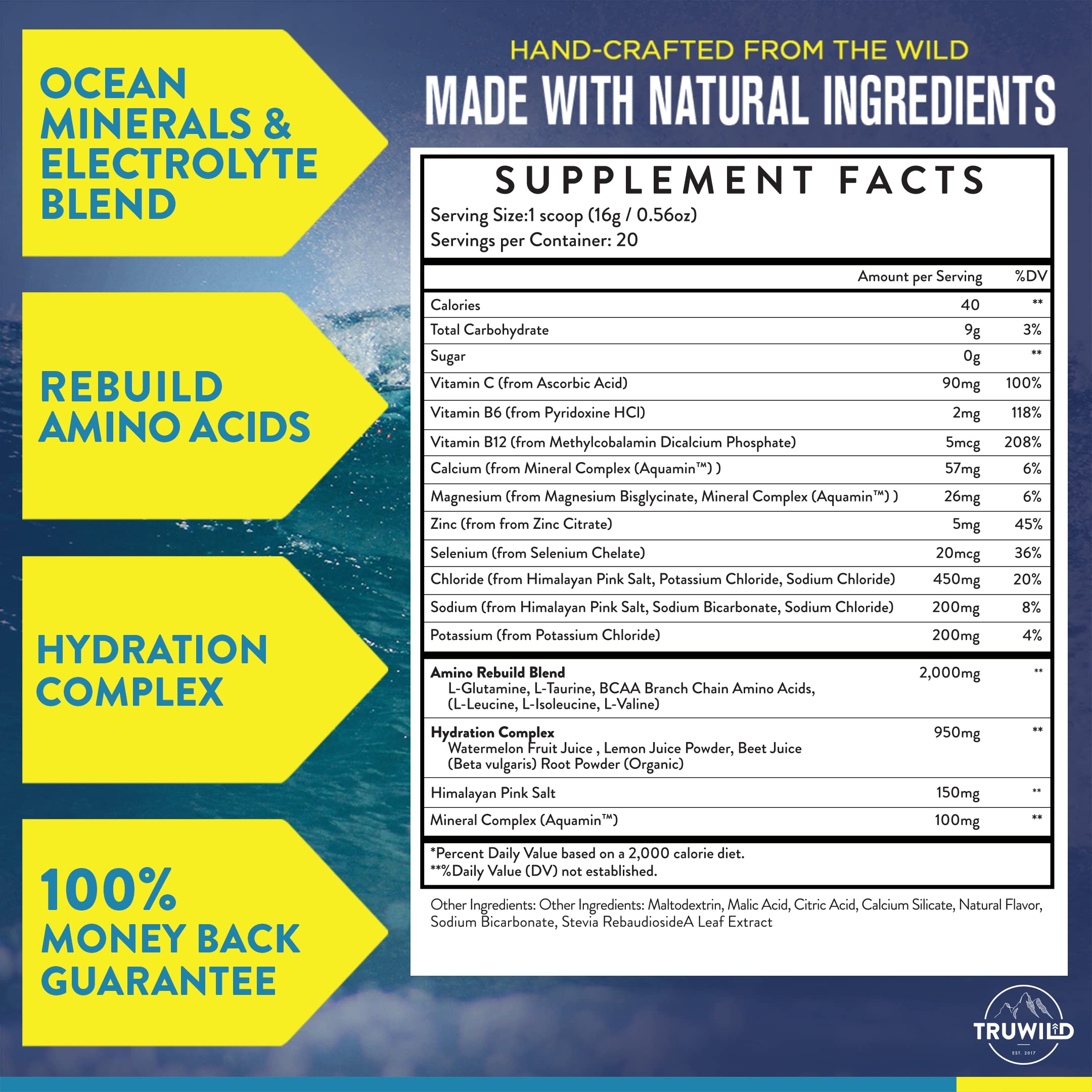 TruWild Hydrate prepared drink in glass showcasing color and texture