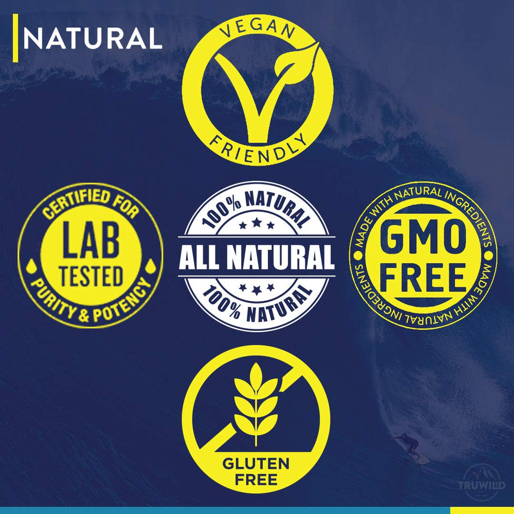 Packaging shows TruWild Hydrate vegan and gluten-free labeling