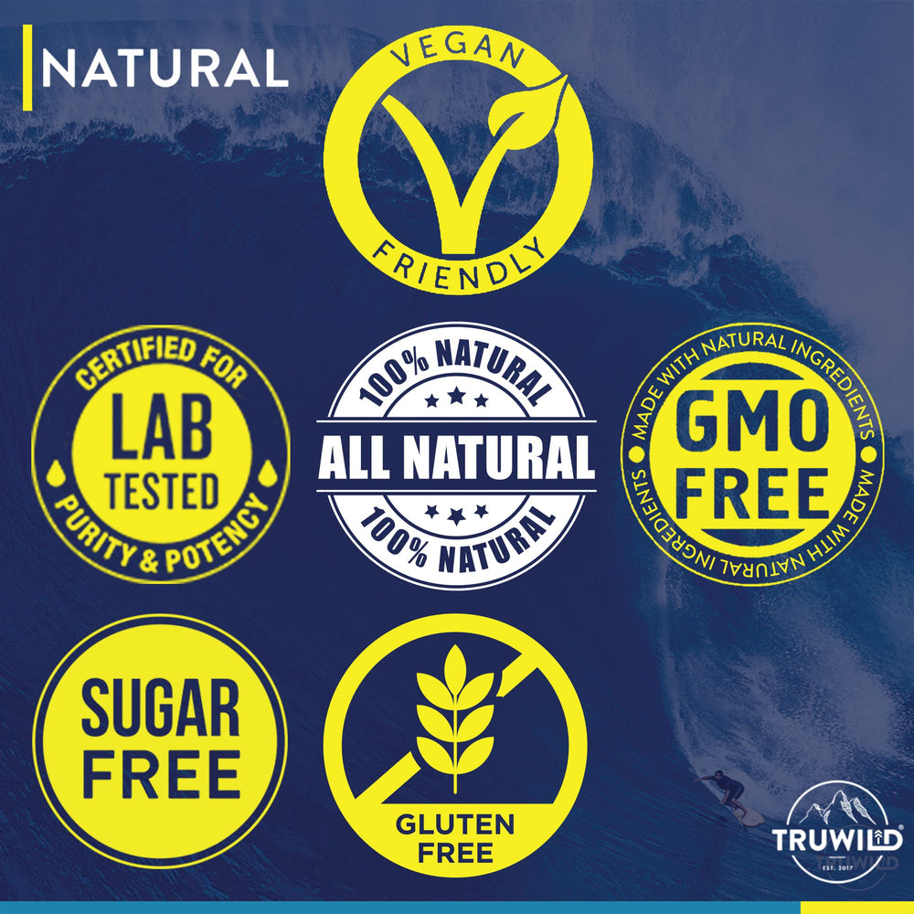 Zero sugar formula label on TruWild Hydrate packaging