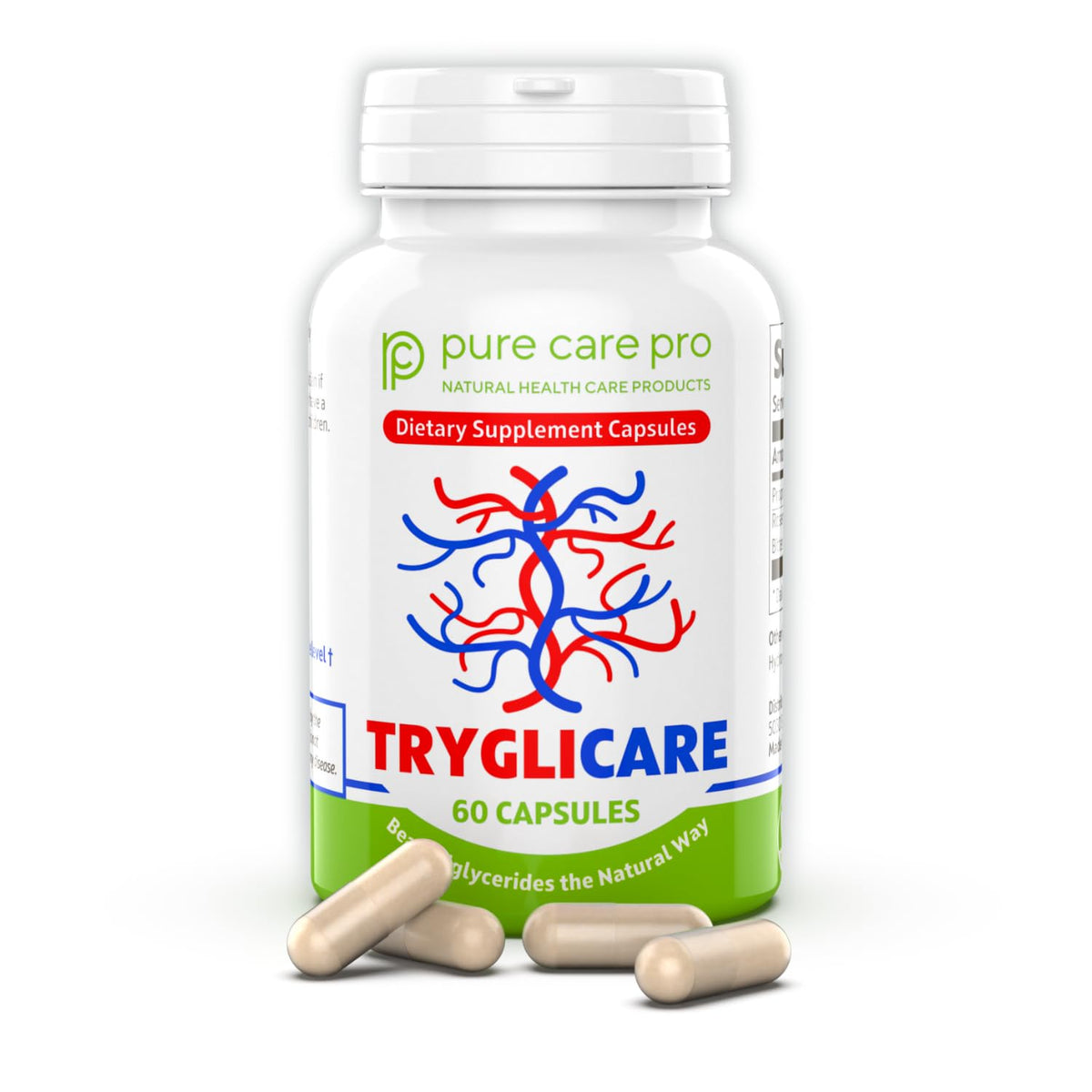 Pure Care Pro Tryglicare bottle containing 60 capsules