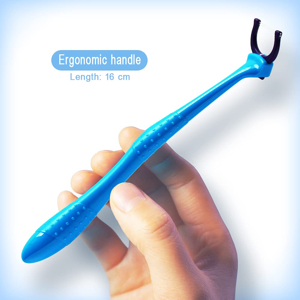 Close-up of ergonomic long-handle flossers