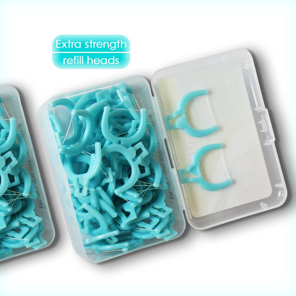 Using NoFuss flosser to clean between teeth