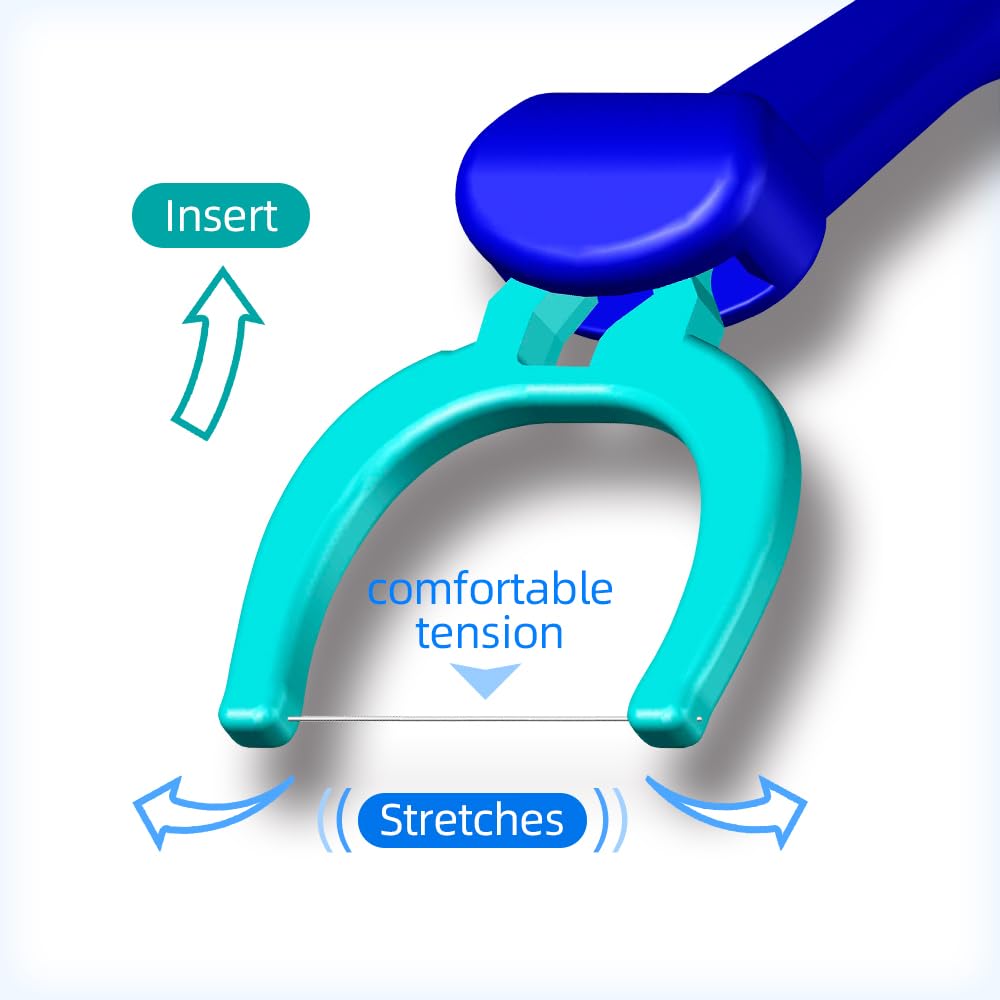 ComforTension extra-strength floss sliding between teeth