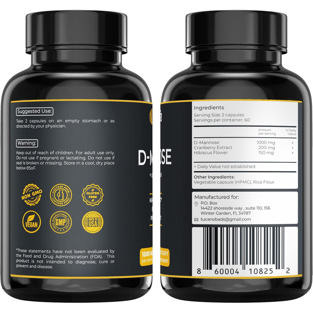 Tucano Bads D Mannose packaging – 120 capsules