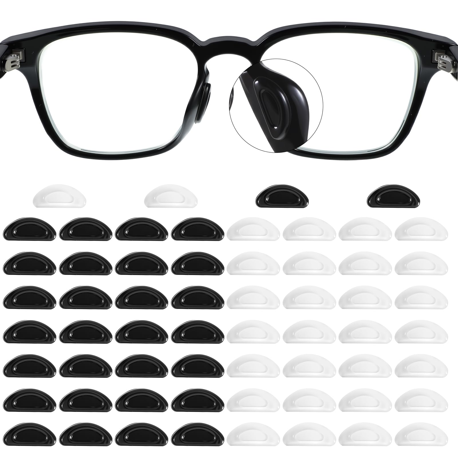 Close up of Tucnoeu 2mm silicone anti-slip nose pads D-shaped