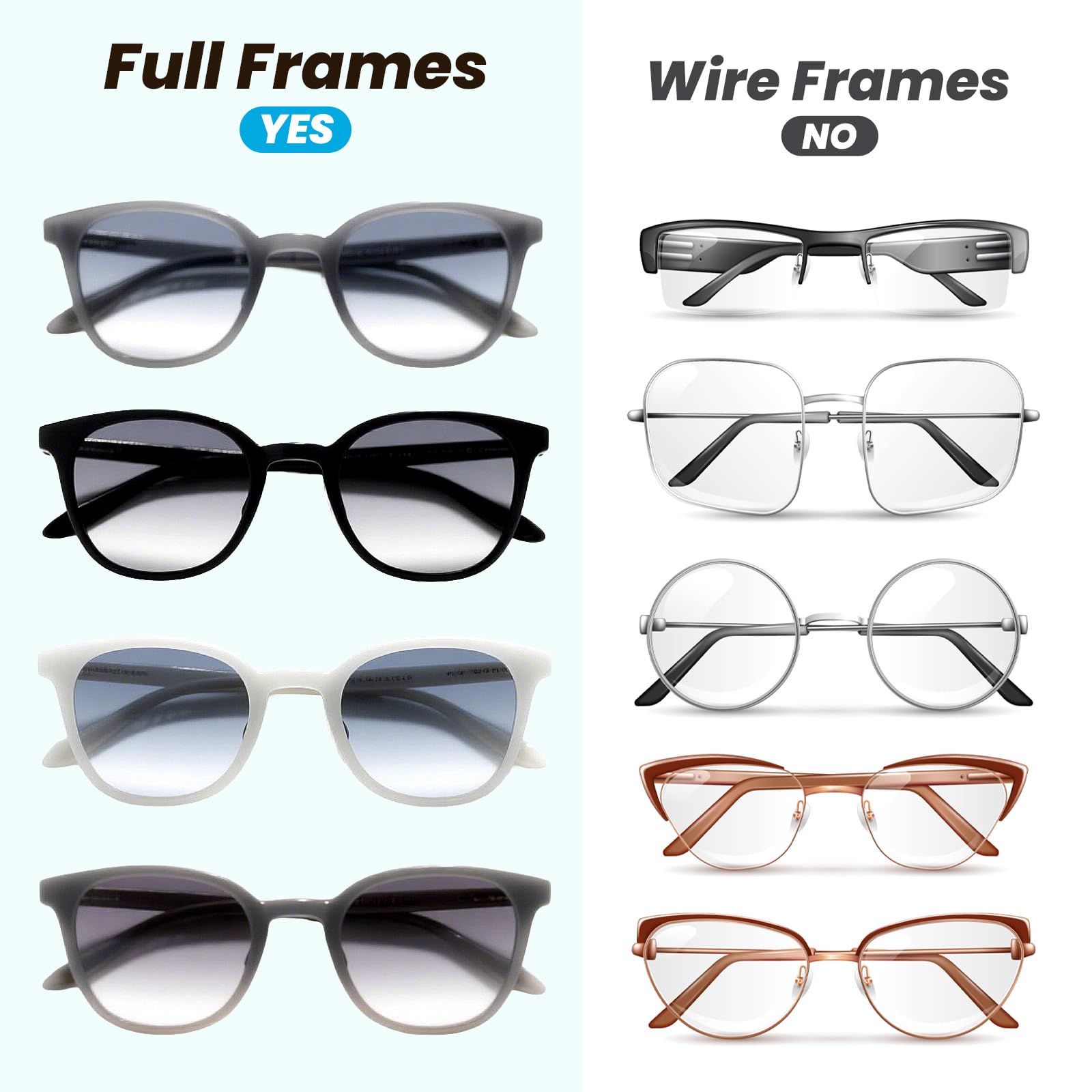 Ultra-thin 2mm nose pads on plastic frame