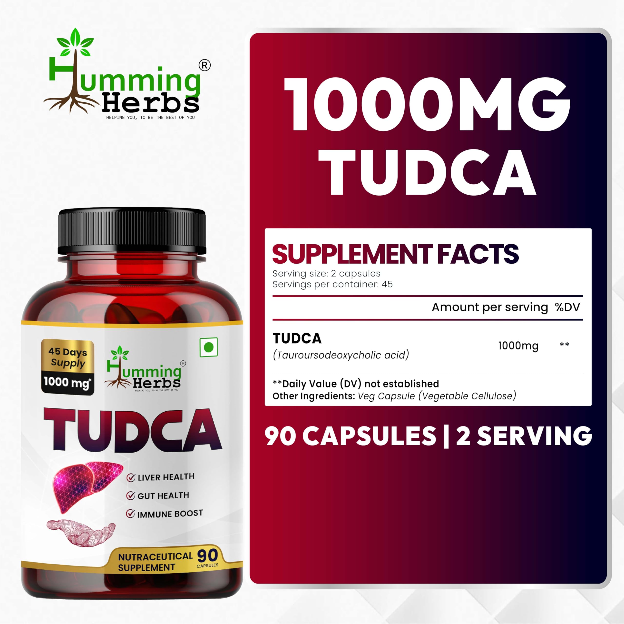 Illustration of crystalline TUDCA 1000mg formula