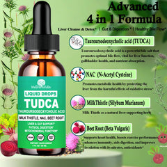 Close-up of TUDCA 1000mg liquid drops bottle label