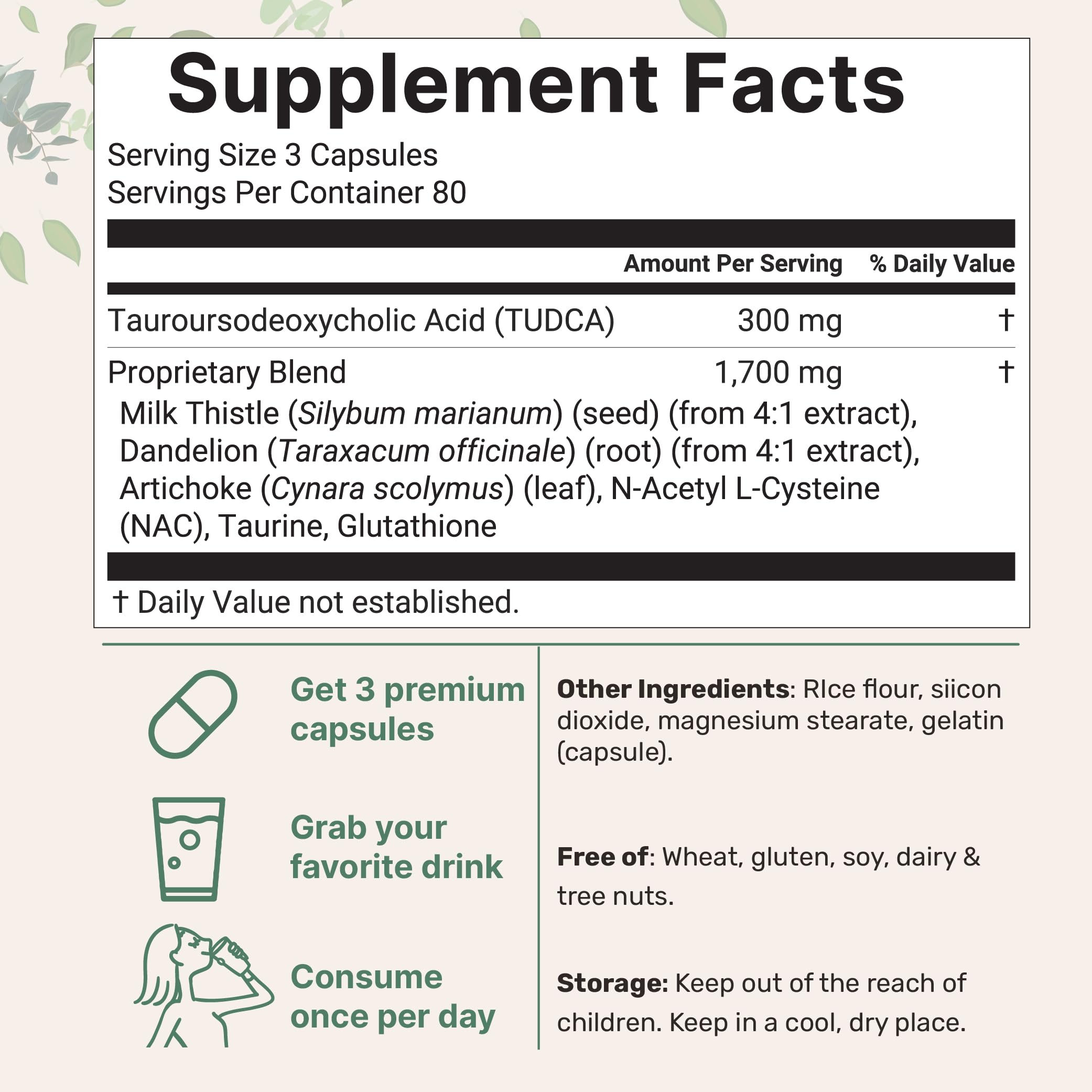 Close-up of 7-in-1 TUDCA formula ingredients