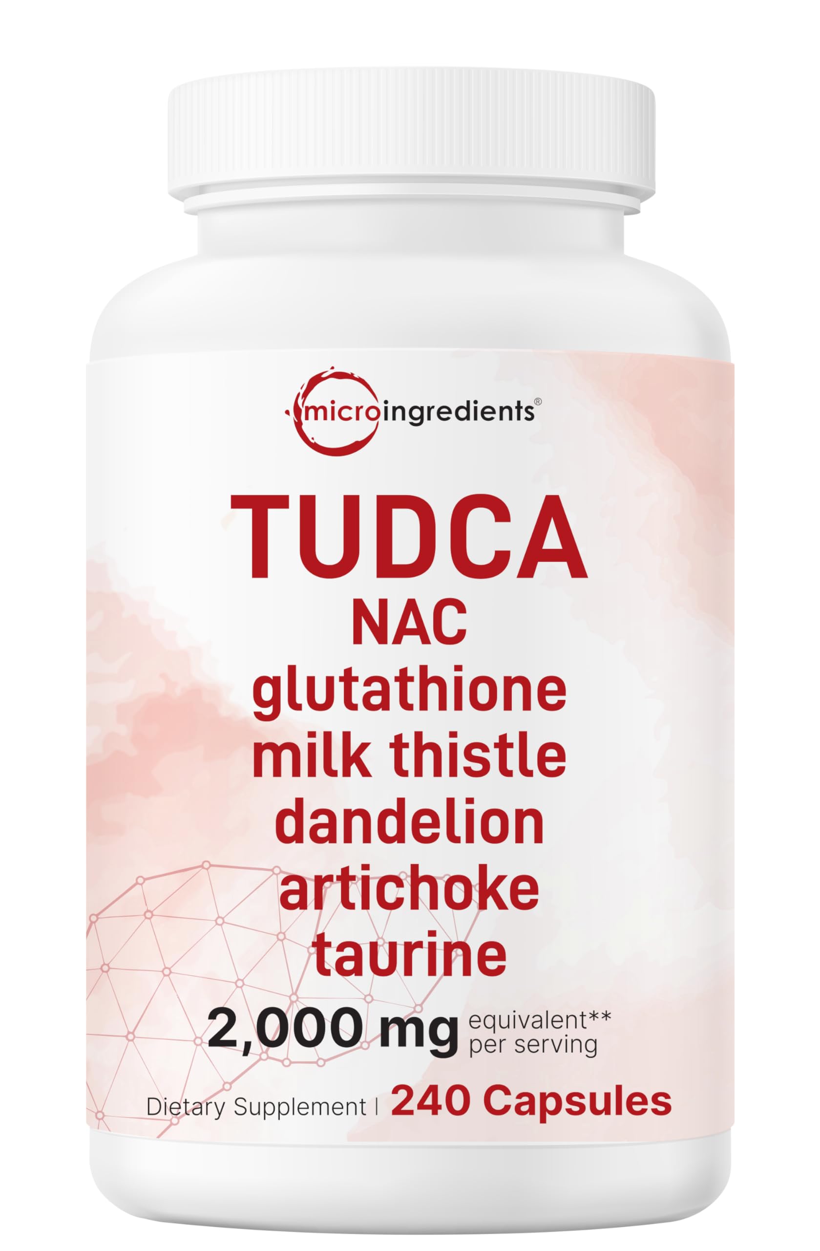 TUDCA 2000mg liver support bottle with 240 capsules