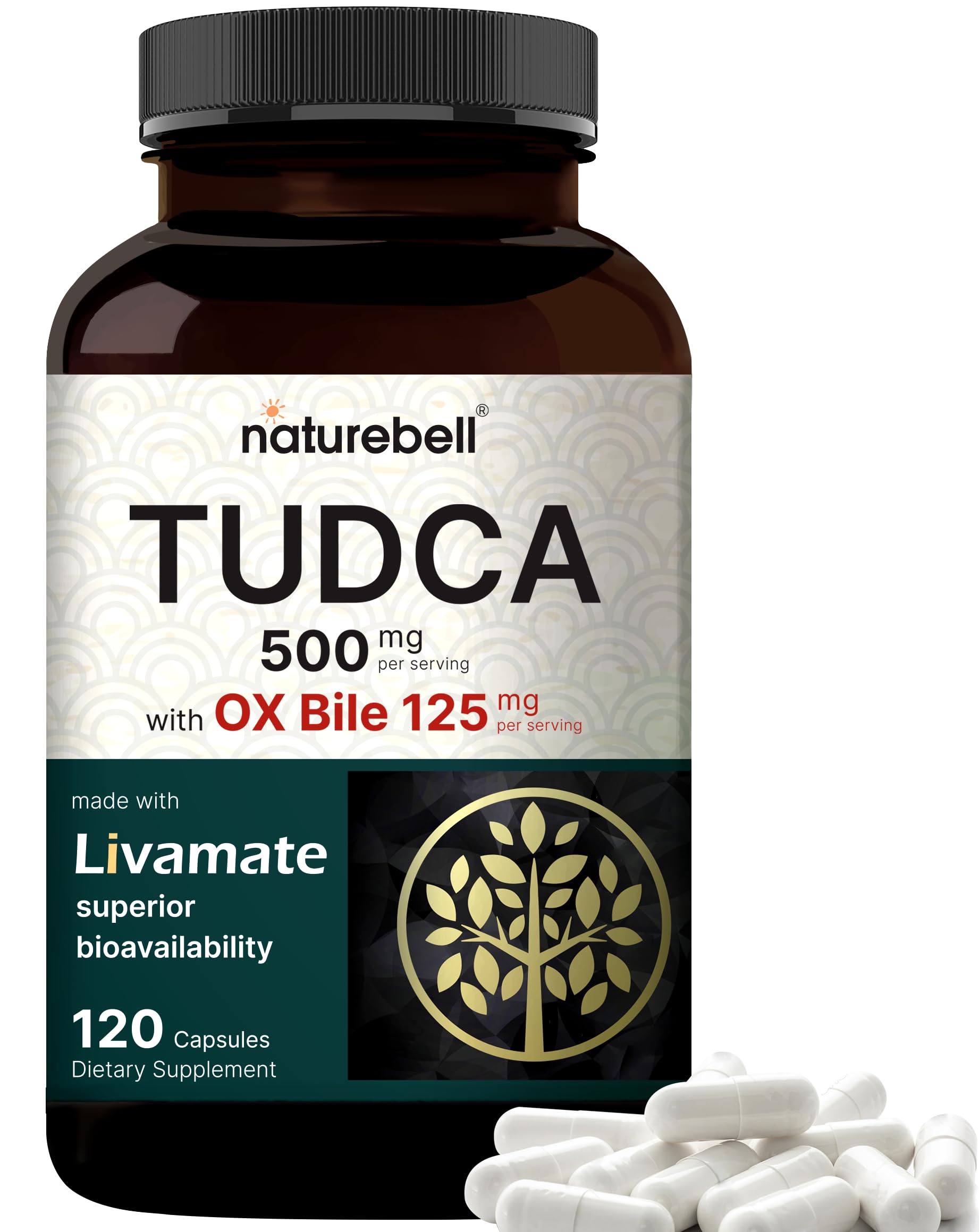Bottle of TUDCA 500mg with OX Bile 125mg per serving