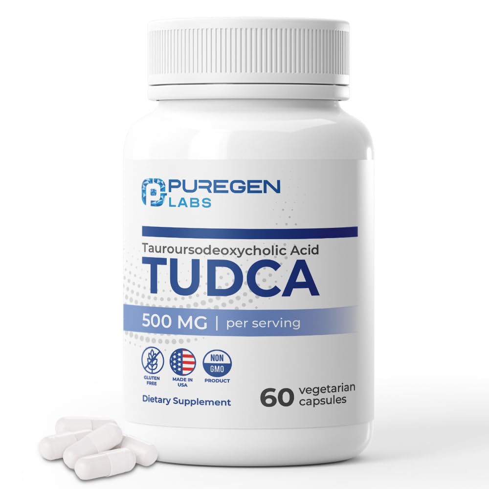 Bottle of Puregen Labs TUDCA 500mg - 60 vegetarian capsules