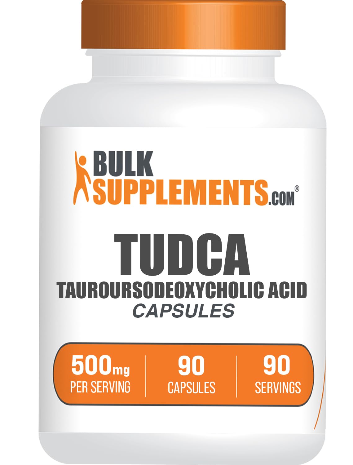 Bottle of TUDCA capsules 500mg, 90-count, BulkSupplements