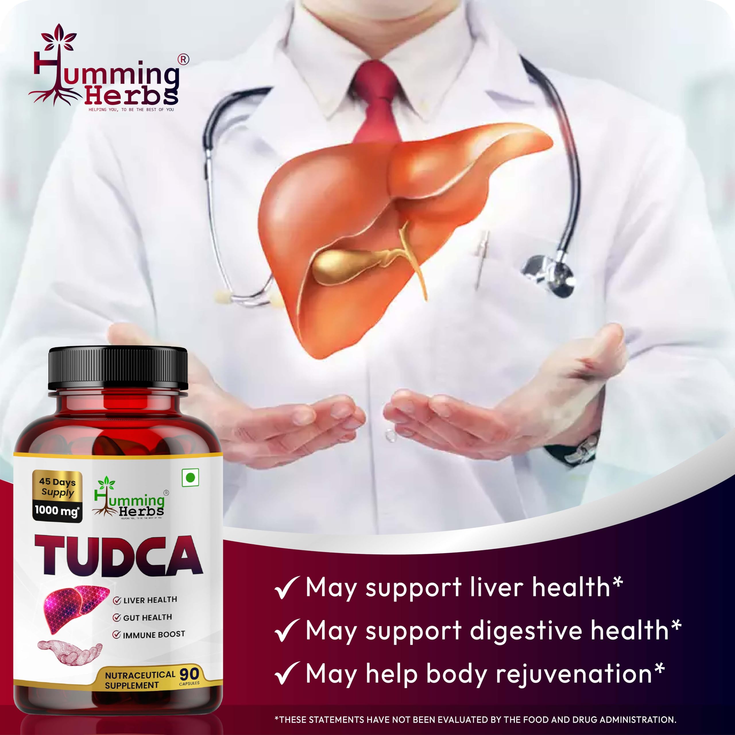 Serving of two capsules delivering 1000mg TUDCA