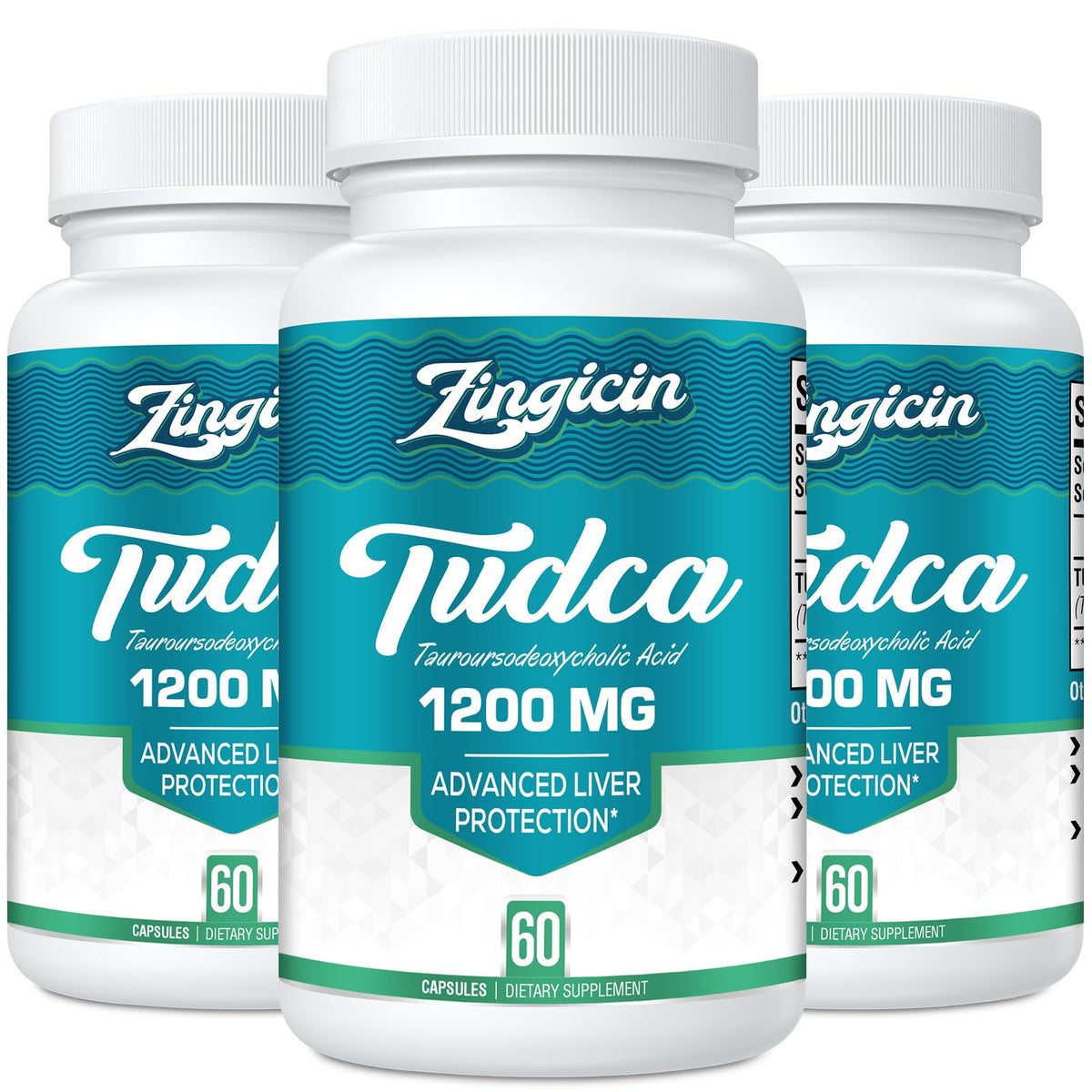 Zingicin TUDCA 1200mg bottle with capsules