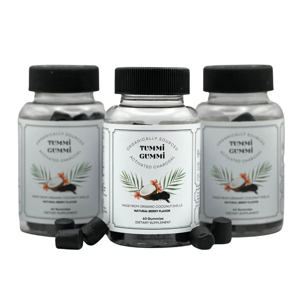 Tummi Gummi Activated Organic Charcoal Gummies bottle with gummies