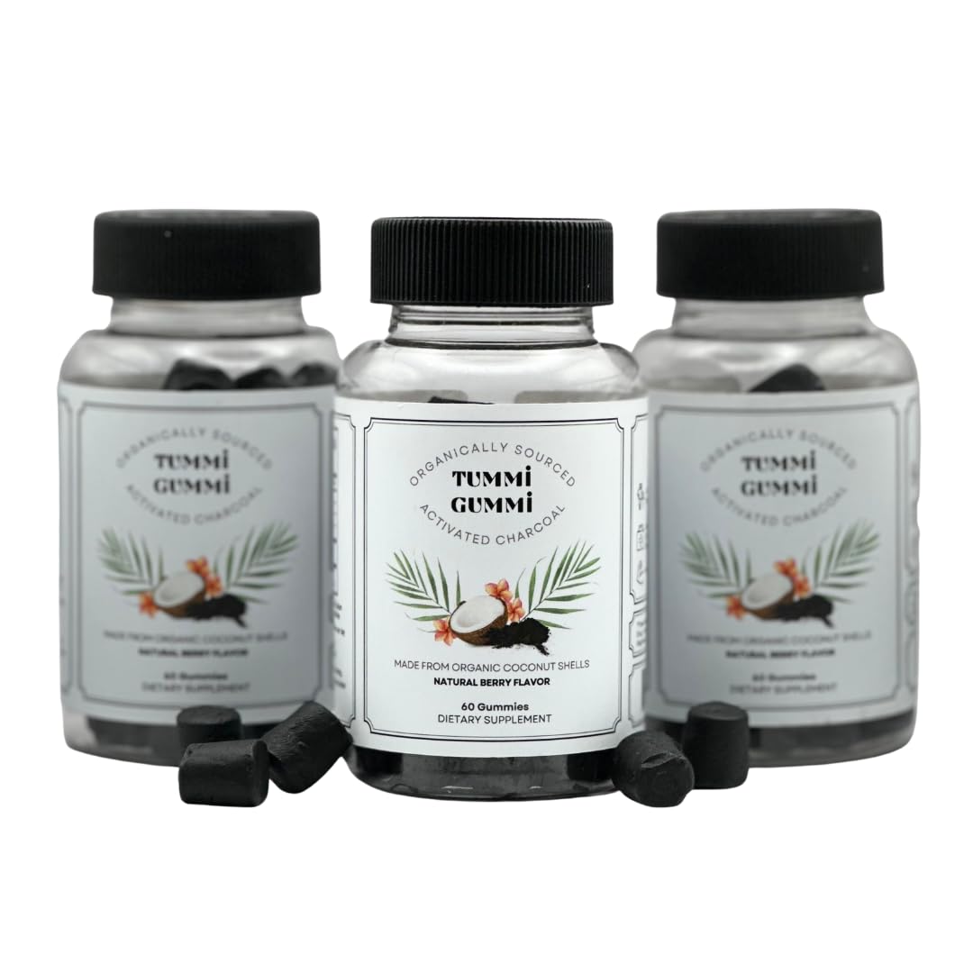 Tummi Gummi Activated Organic Charcoal Gummies bottle with gummies