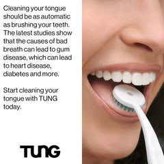 Plastic tongue scraper close-up