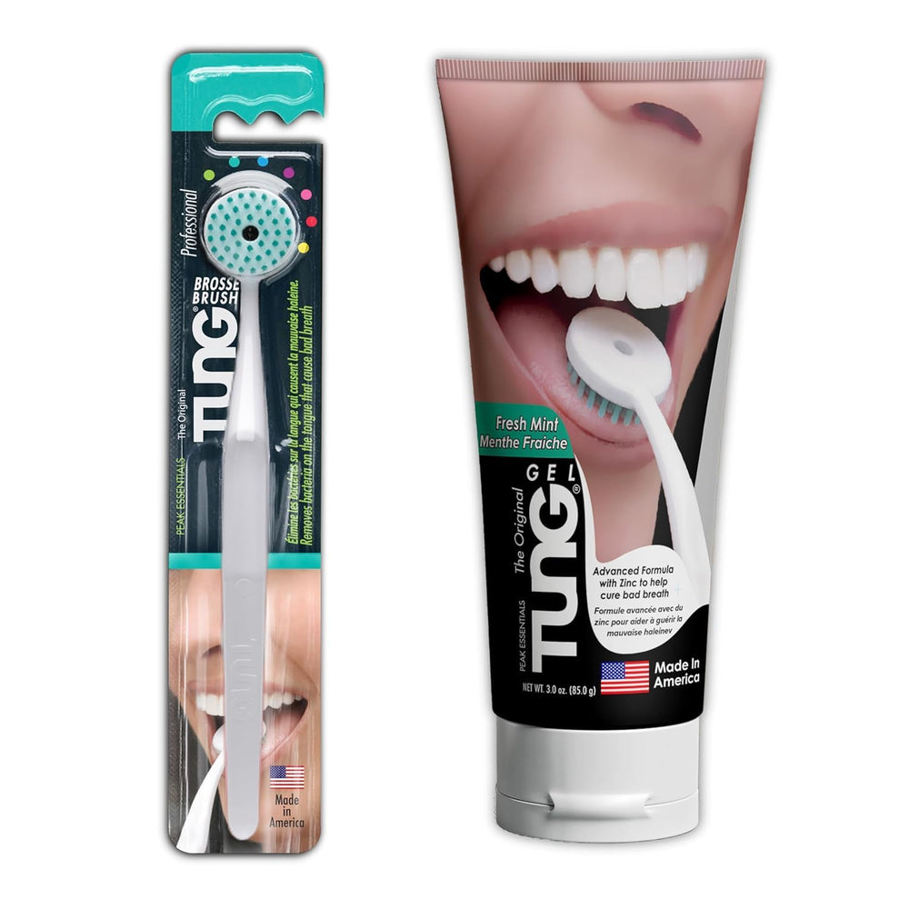 Back view of Tung Tongue Cleaning Kit packaging