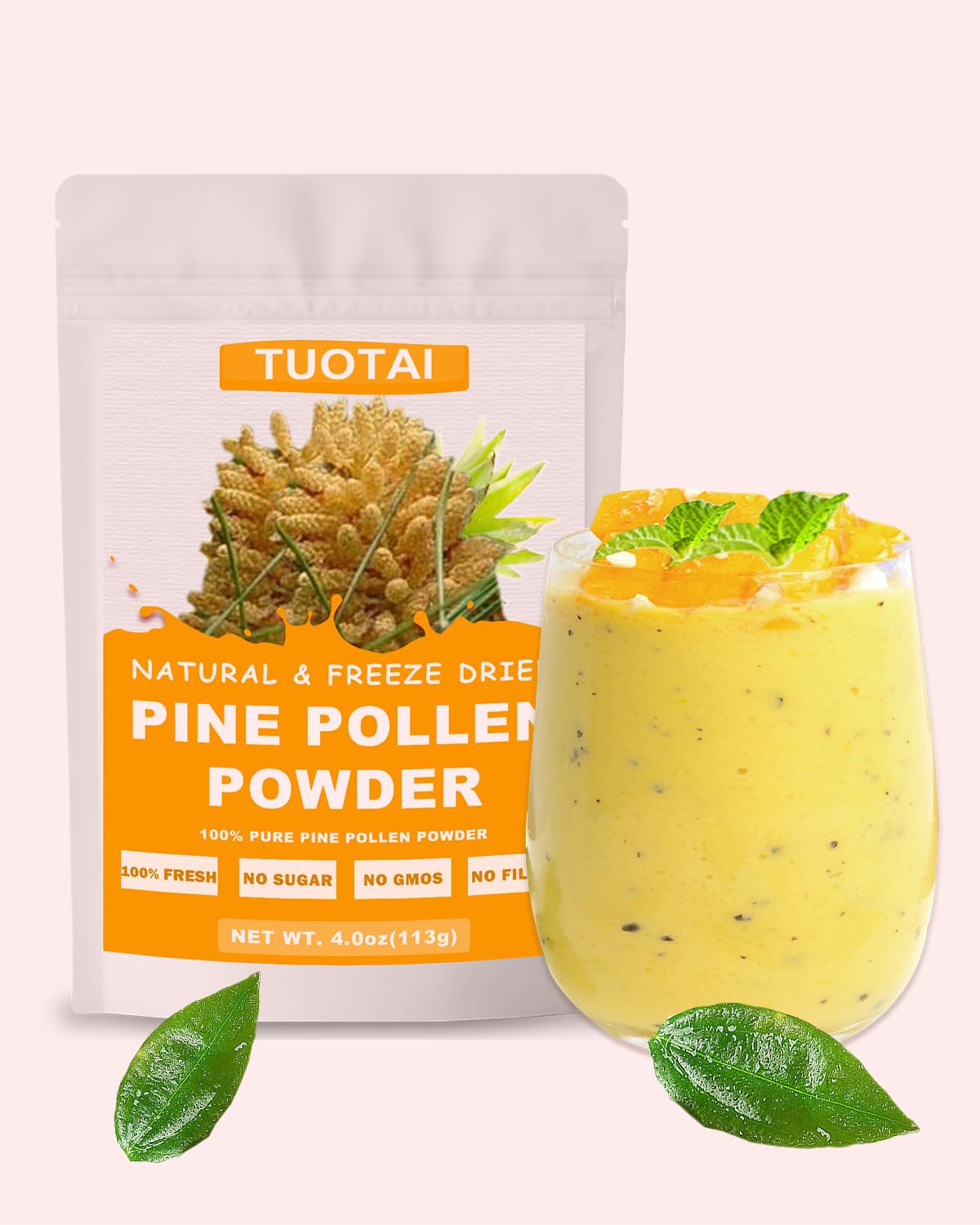 Pine pollen powder used in desserts and baking