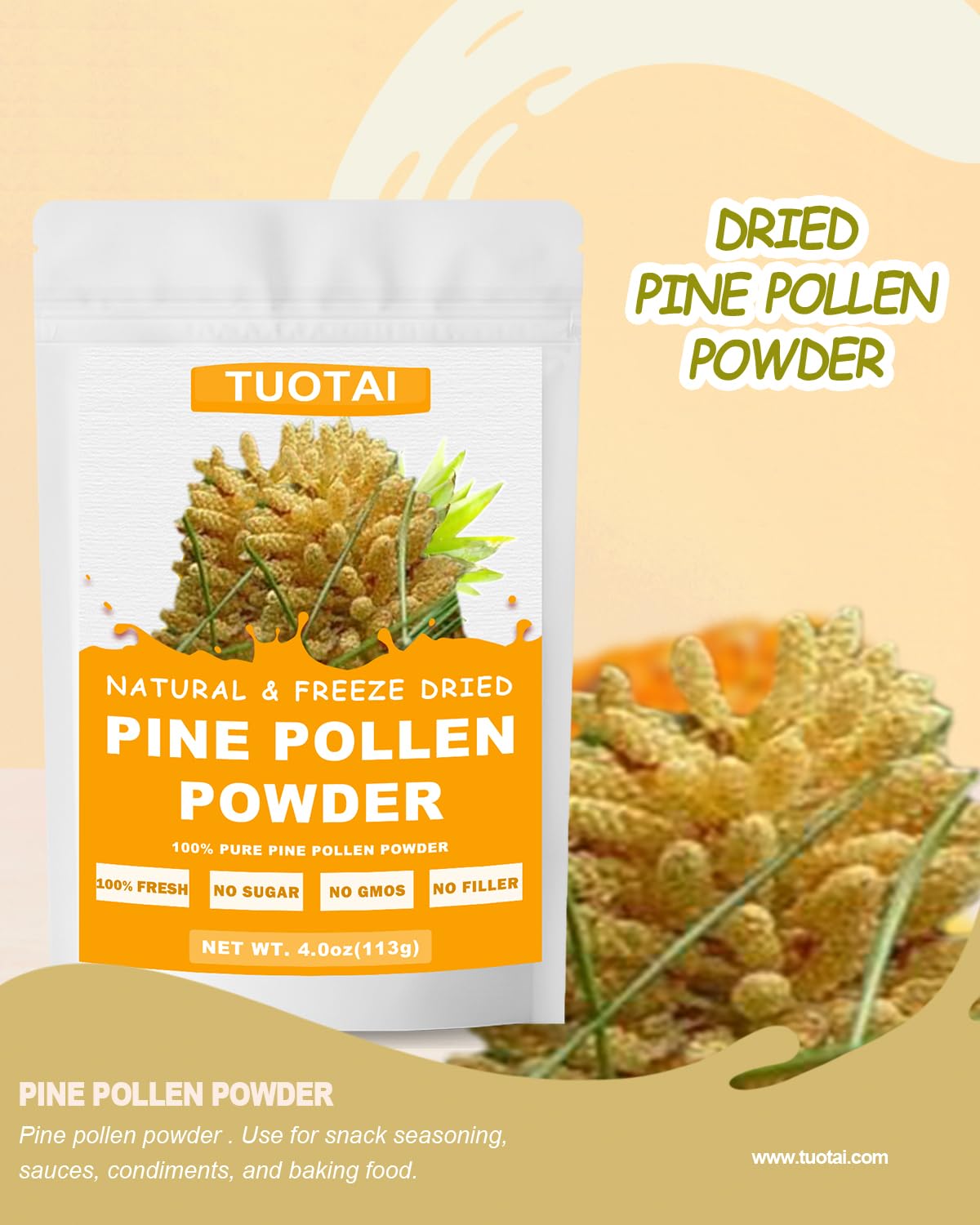 Dried pine pollen powder from Pinus Massoniana and Pinus tabulaeformis