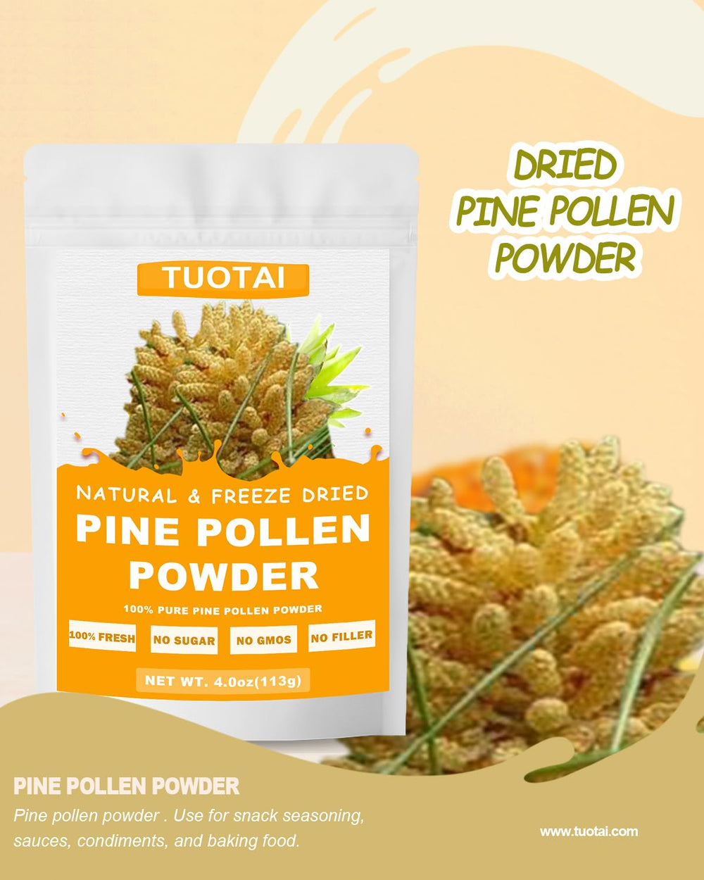Dried pine pollen powder from Pinus Massoniana and Pinus tabulaeformis