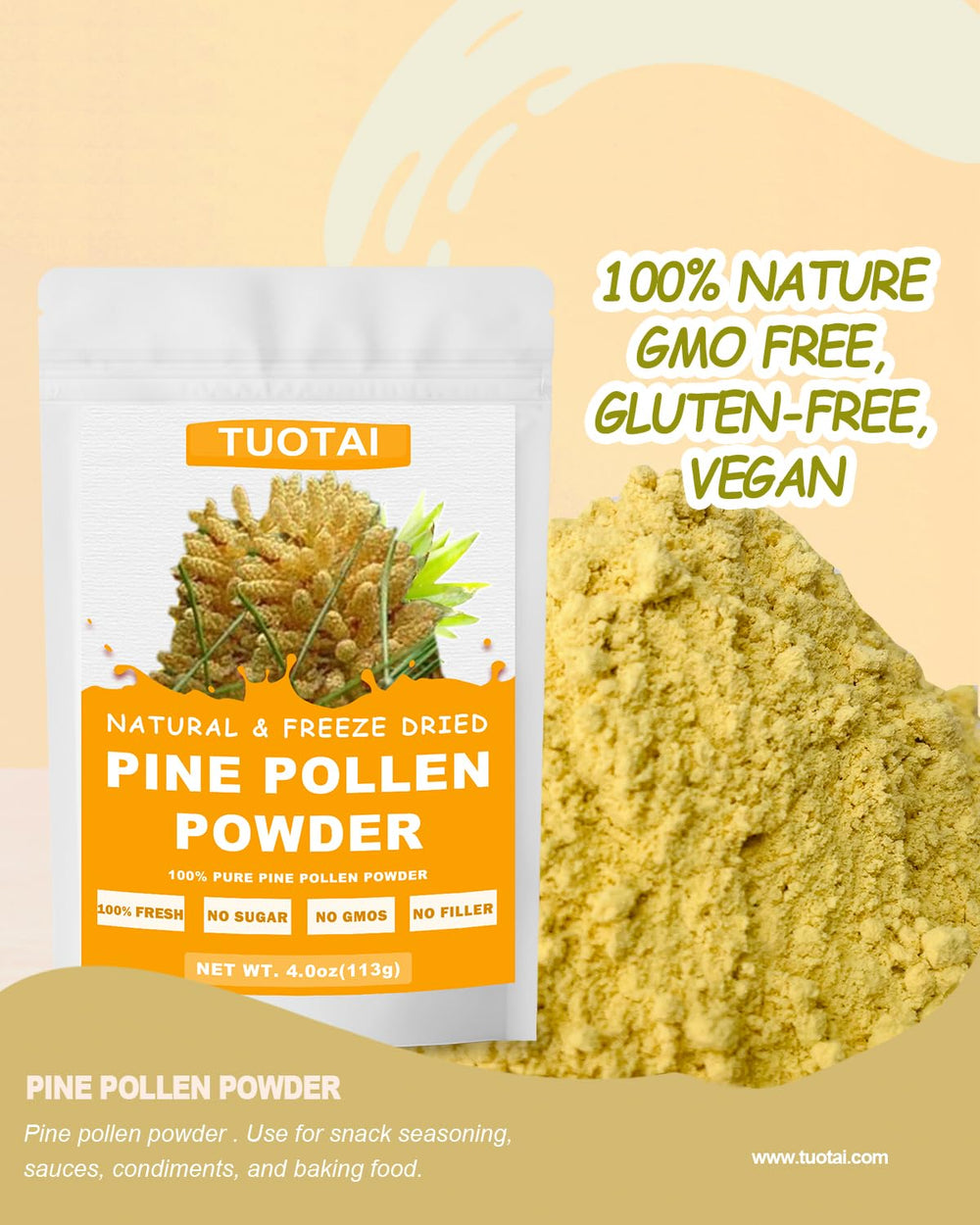Natural pine pollen powder ingredient