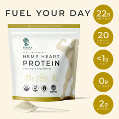 TUPAXA ingredients highlight single-ingredient purity using organic hemp hearts.